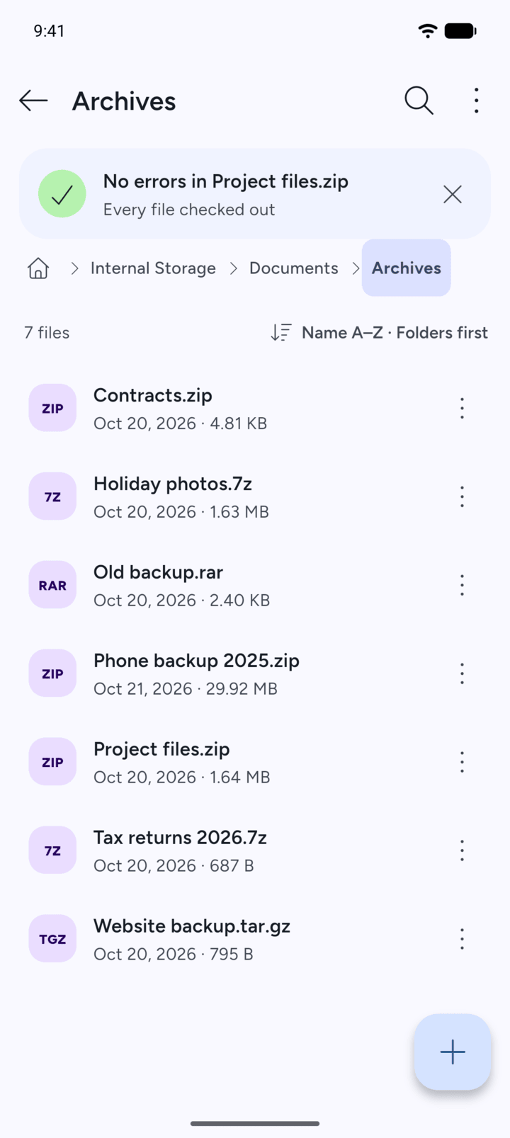 Step 3: 7Z checks every file.
