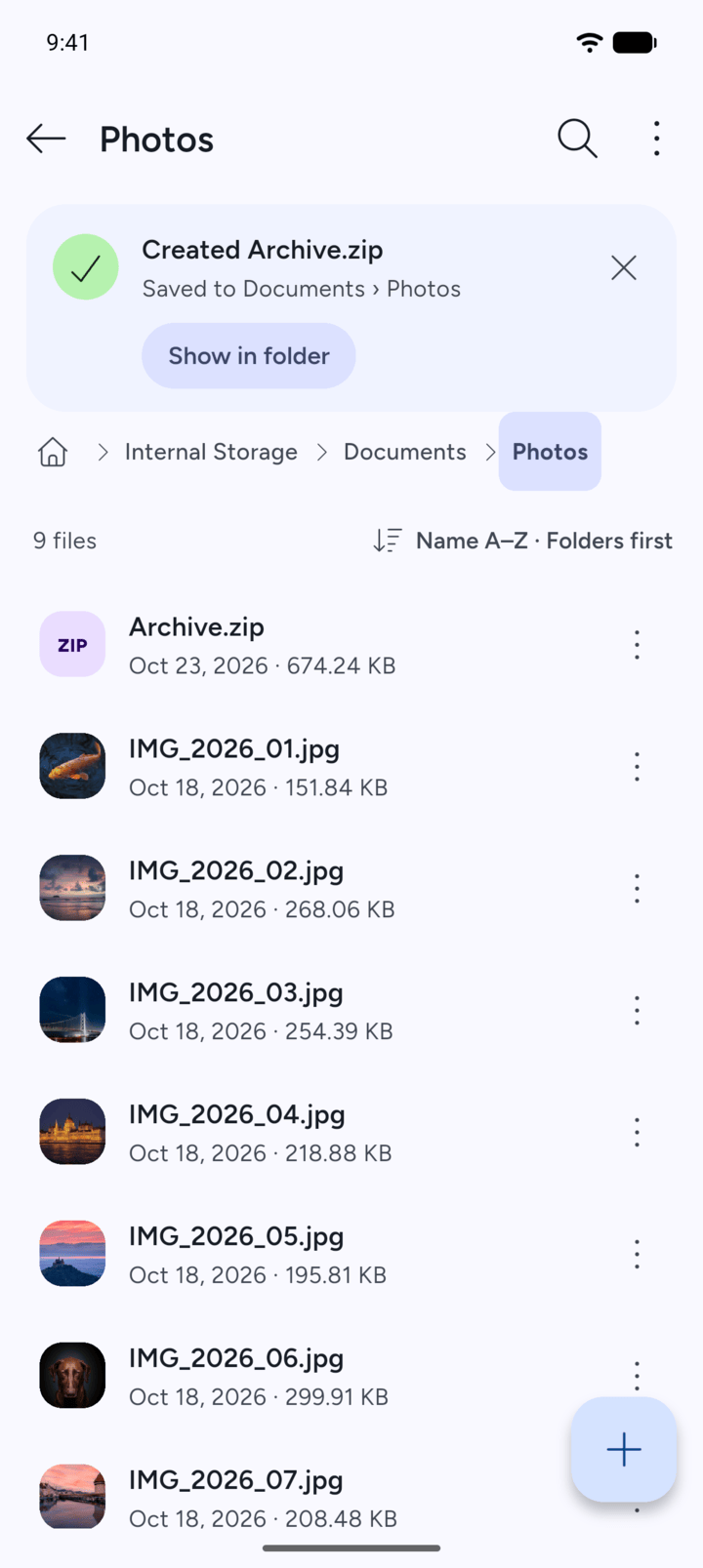 Step 7: 7Z shows Created with the archive's name.