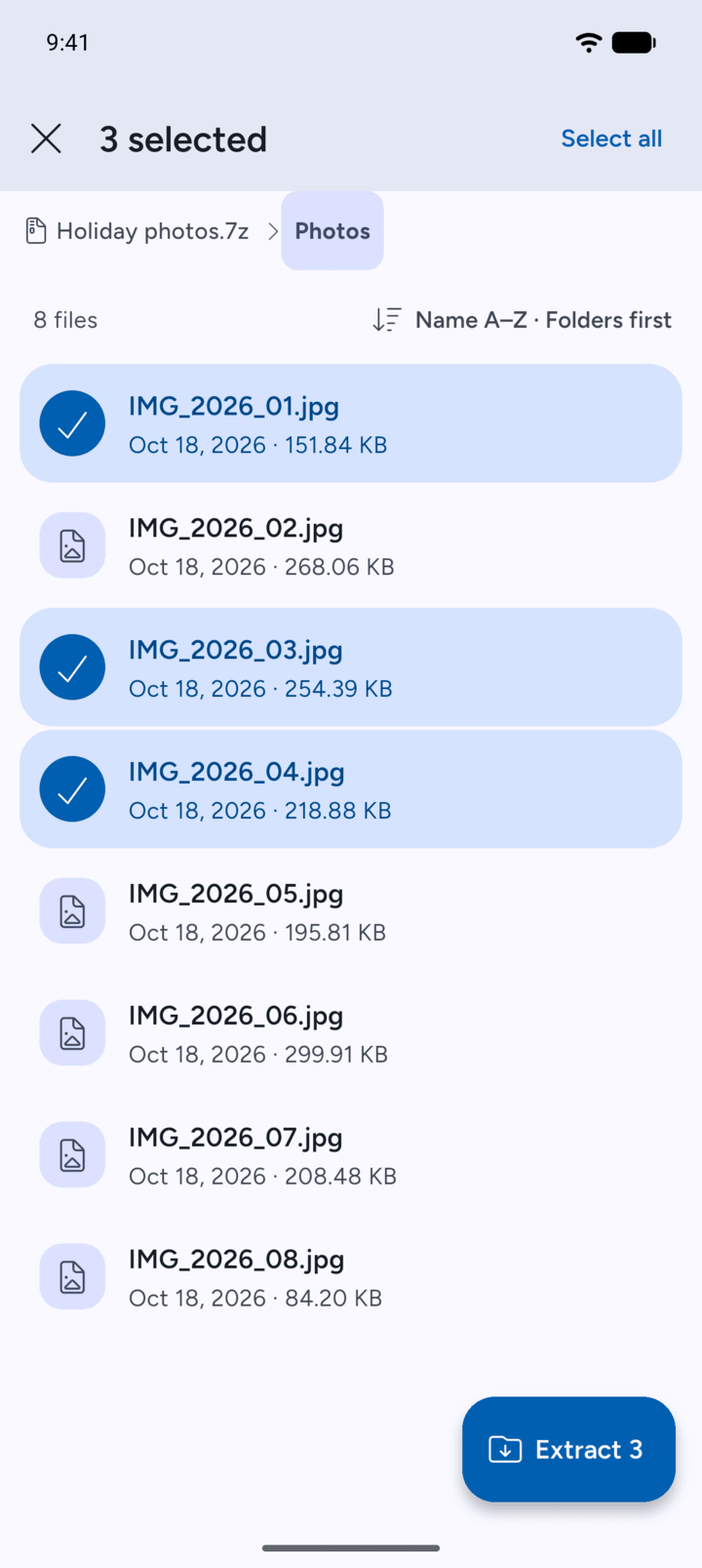 Step 3: Tap more files to add them, or tap Select all.