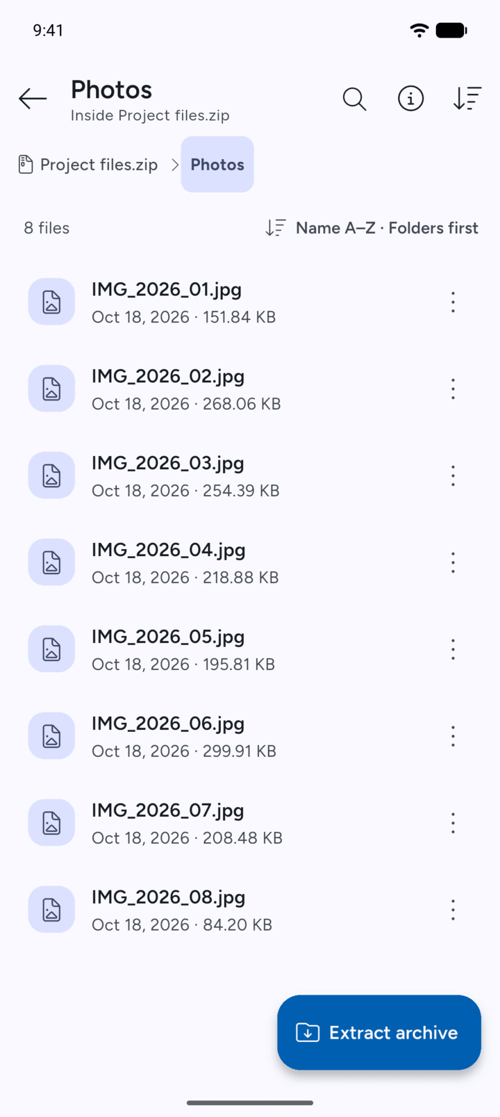 Step 1: View the archive's contents and open the folder that holds the file.