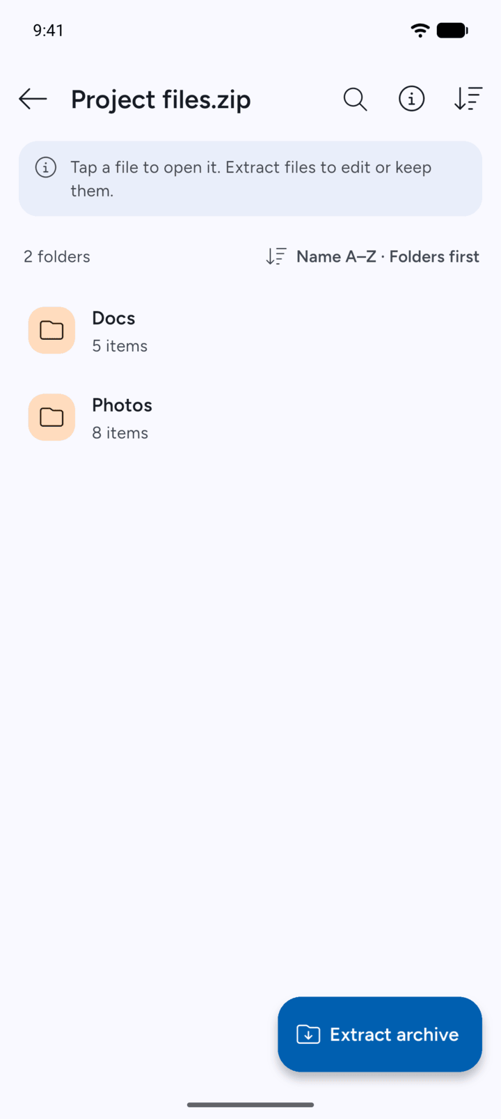 Step 2: 7Z lists the folders and files inside the archive.