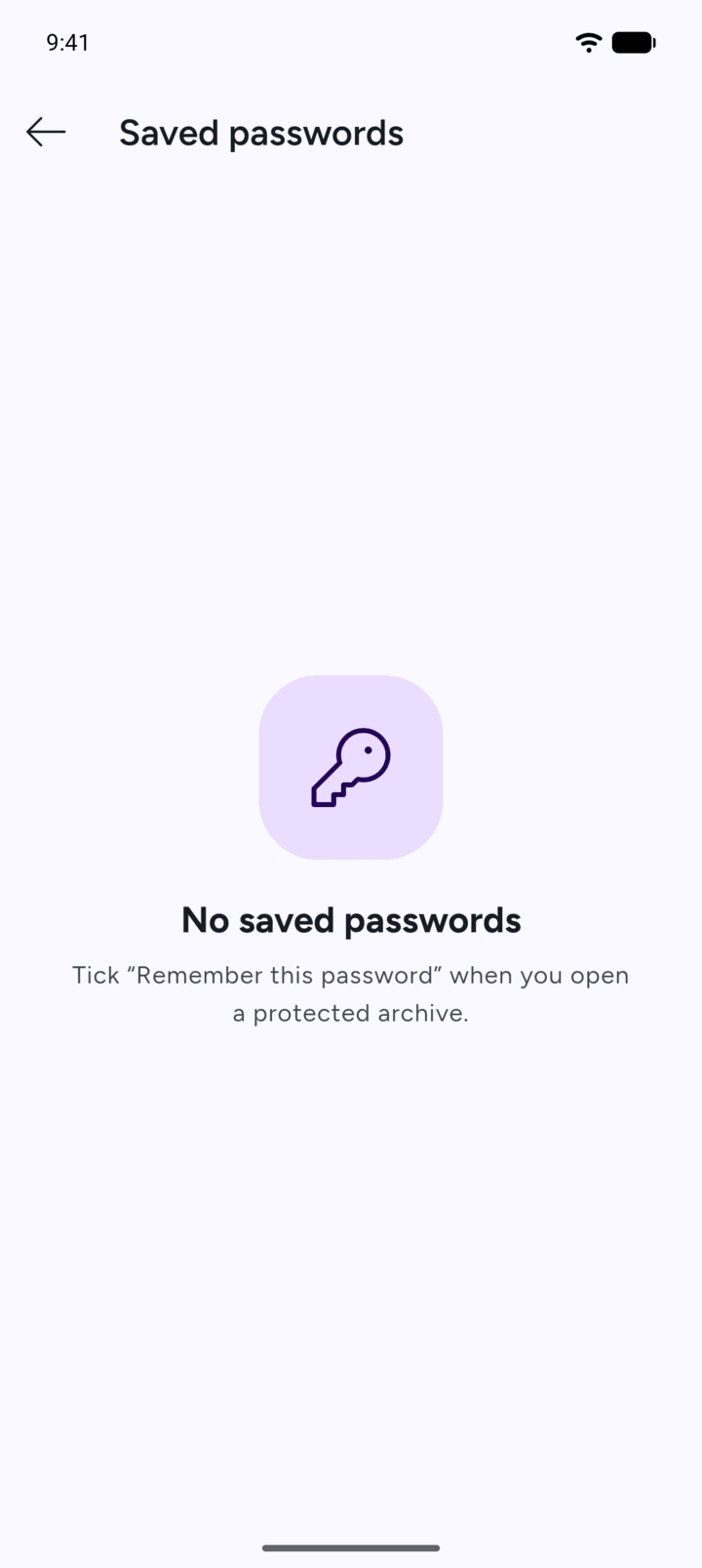 Step 5: When none are left, 7Z shows No saved passwords.