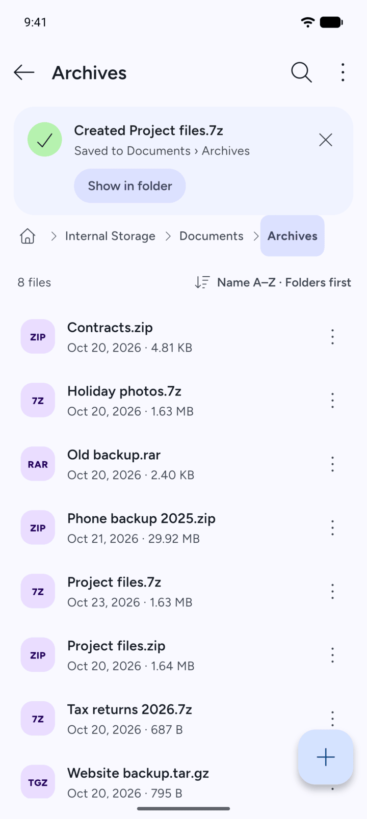 Step 3: 7Z saves the new archive.