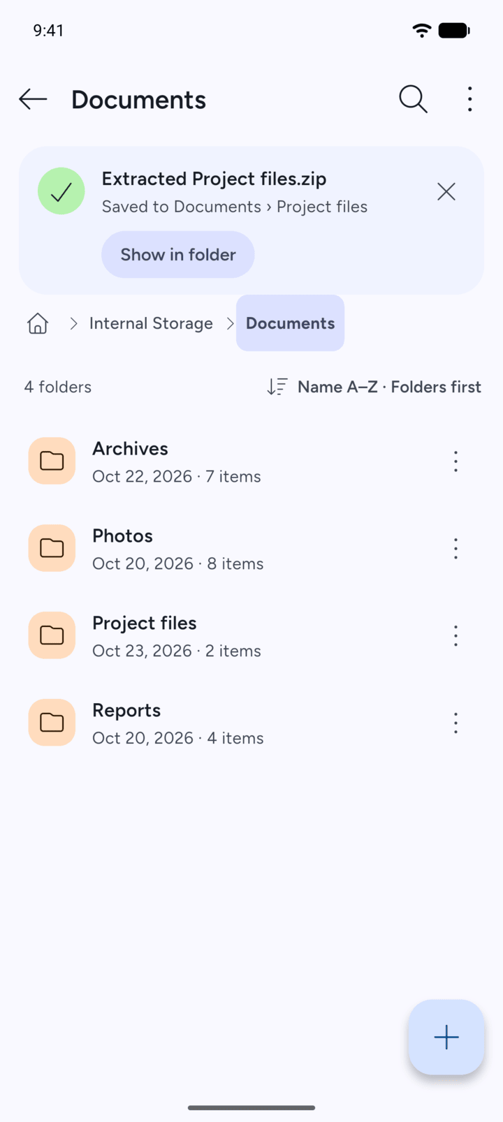 Step 5: When it's done, 7Z shows Extracted and where the files went.