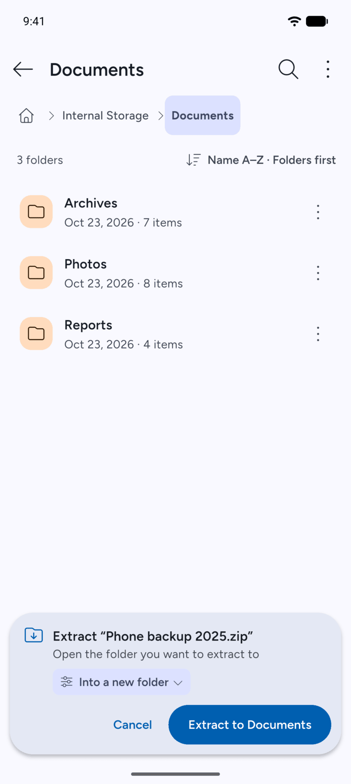 Step 1: Start a task, for example extract an archive.