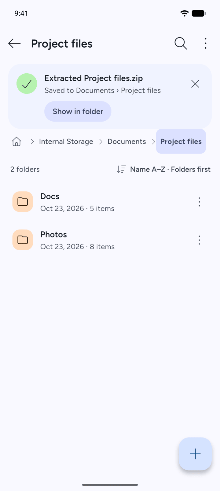 Step 6: The files are in a new folder named after the archive.