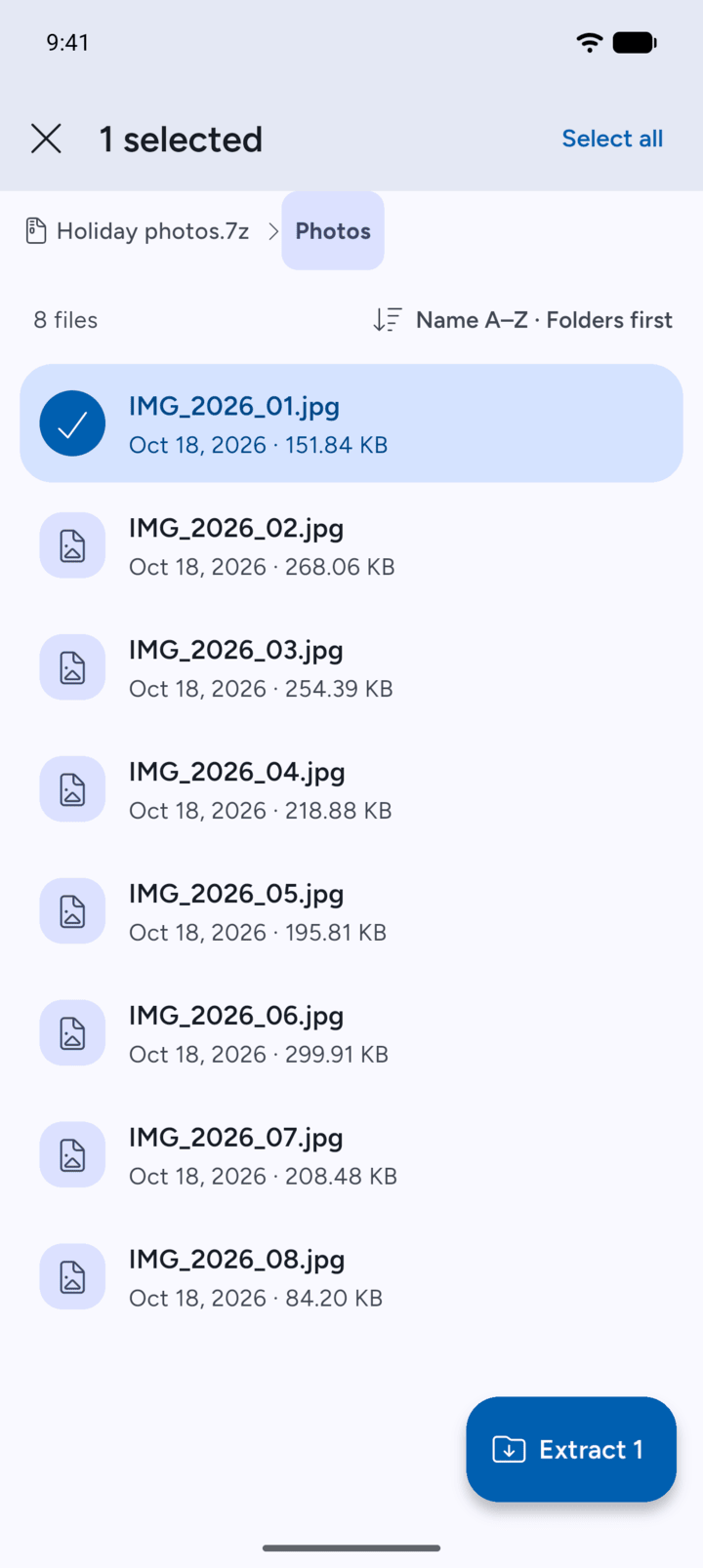 Step 2: Tap and hold a file to select it.
