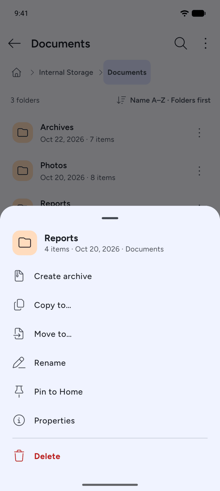 Step 2: Tap Create archive.