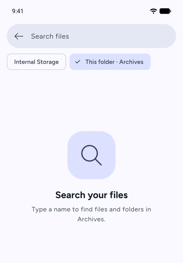 Step 7: To search inside one folder, open the folder and tap the magnifying glass at the top.