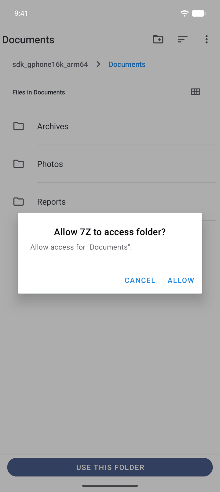 Step 4: Tap Use this folder, then tap Allow.