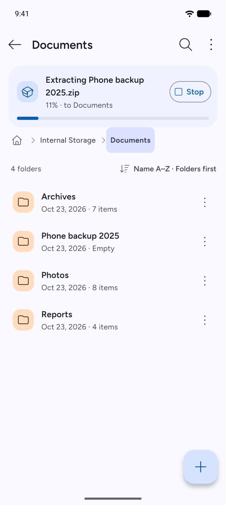 Step 3: A card at the top of the screen shows the progress.