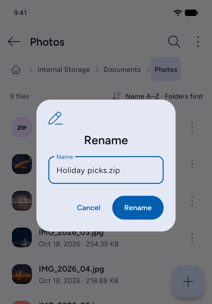Step 3: Type the new name and tap Rename.