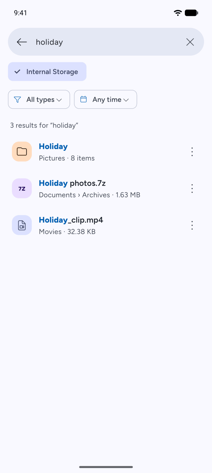 Step 3: Each result shows the folder it's in.