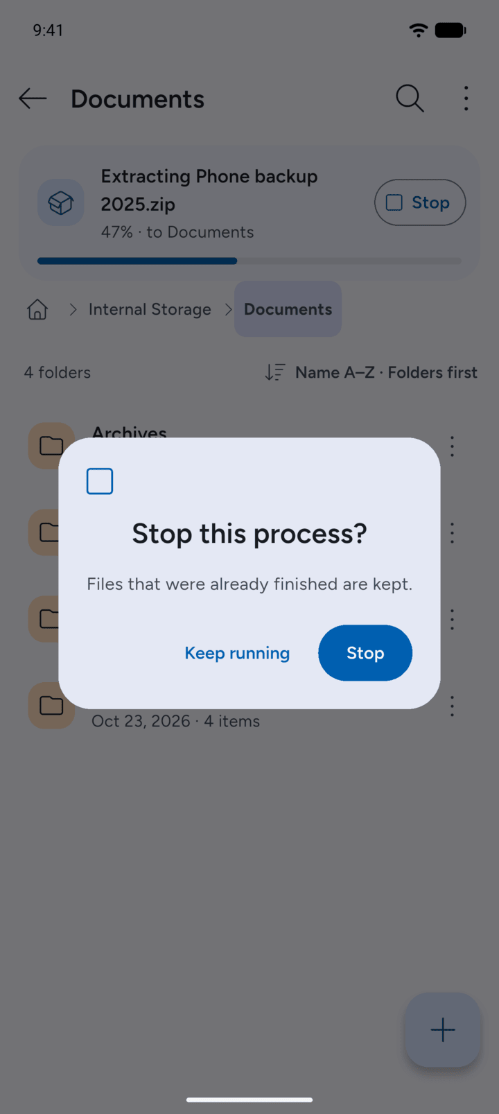 Step 5: To stop, tap Stop on the card, then tap Stop again.