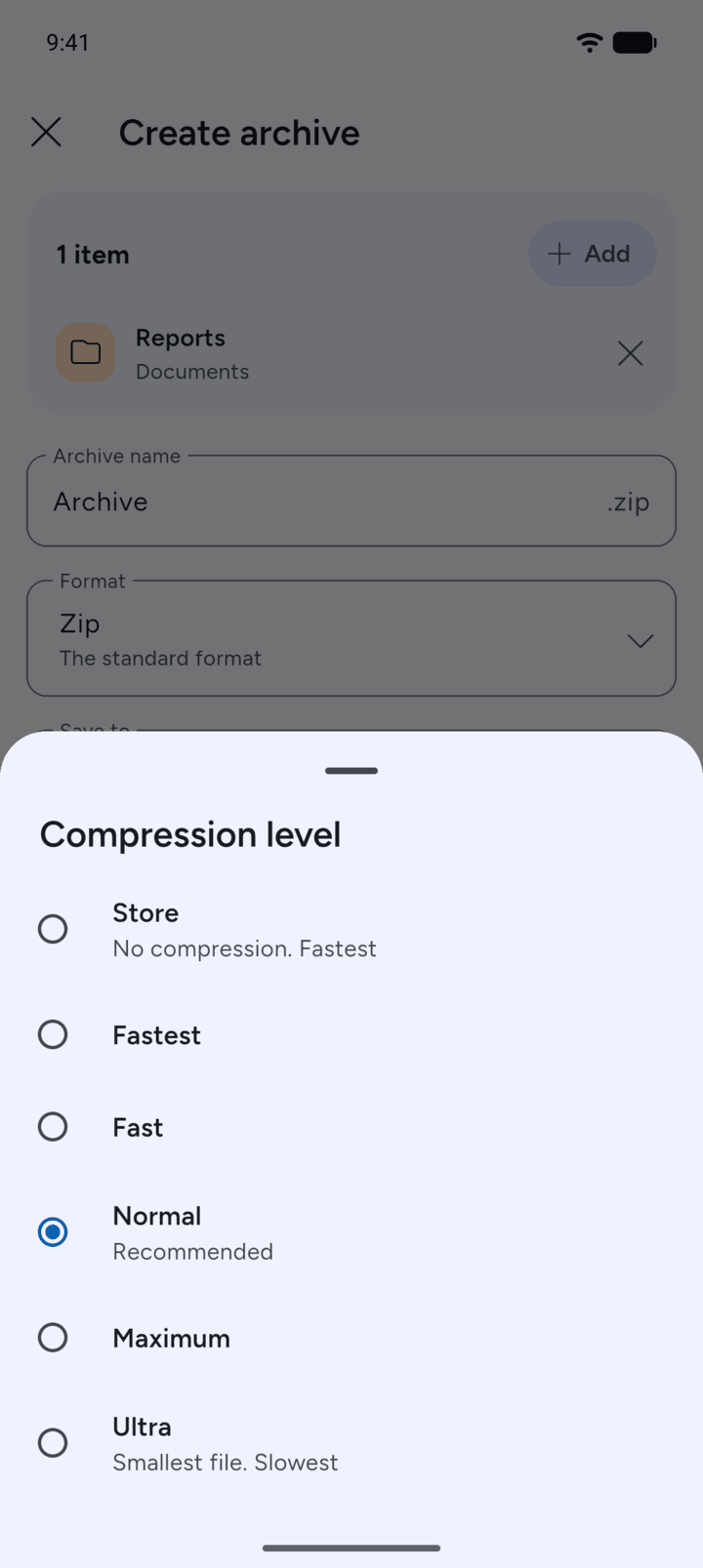 Step 6: Tap Compression to choose how much to compress.