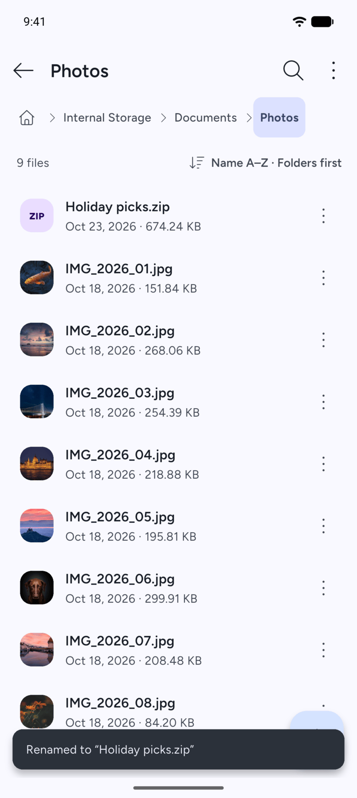 Step 4: 7Z shows Renamed to with the new name.